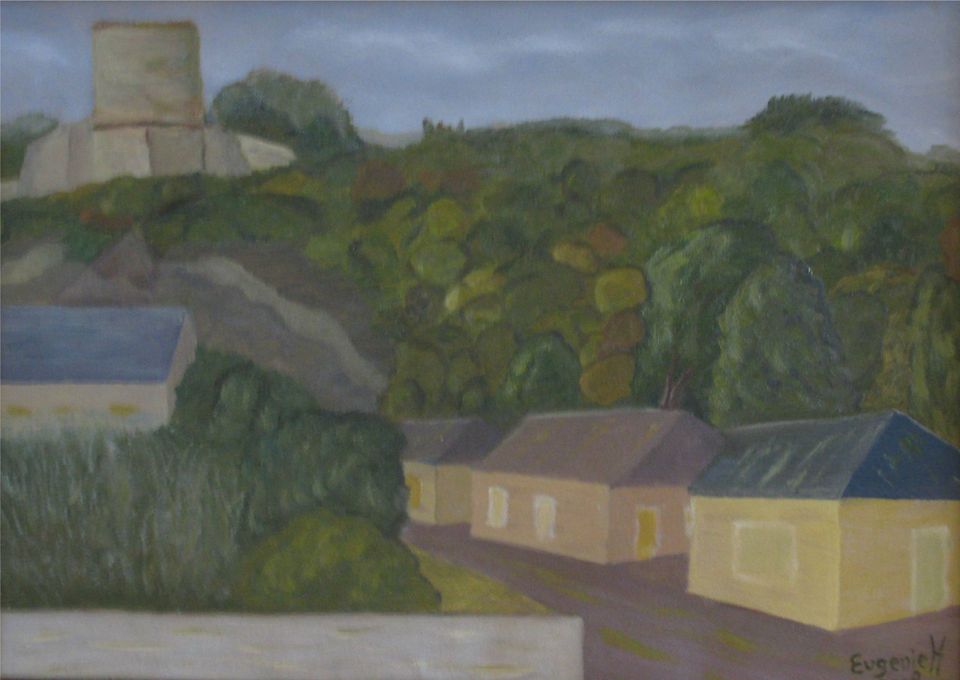 Burcht bij La Roche-Guyon, Frankrijk — schilderij van Eugènie Herlaar
