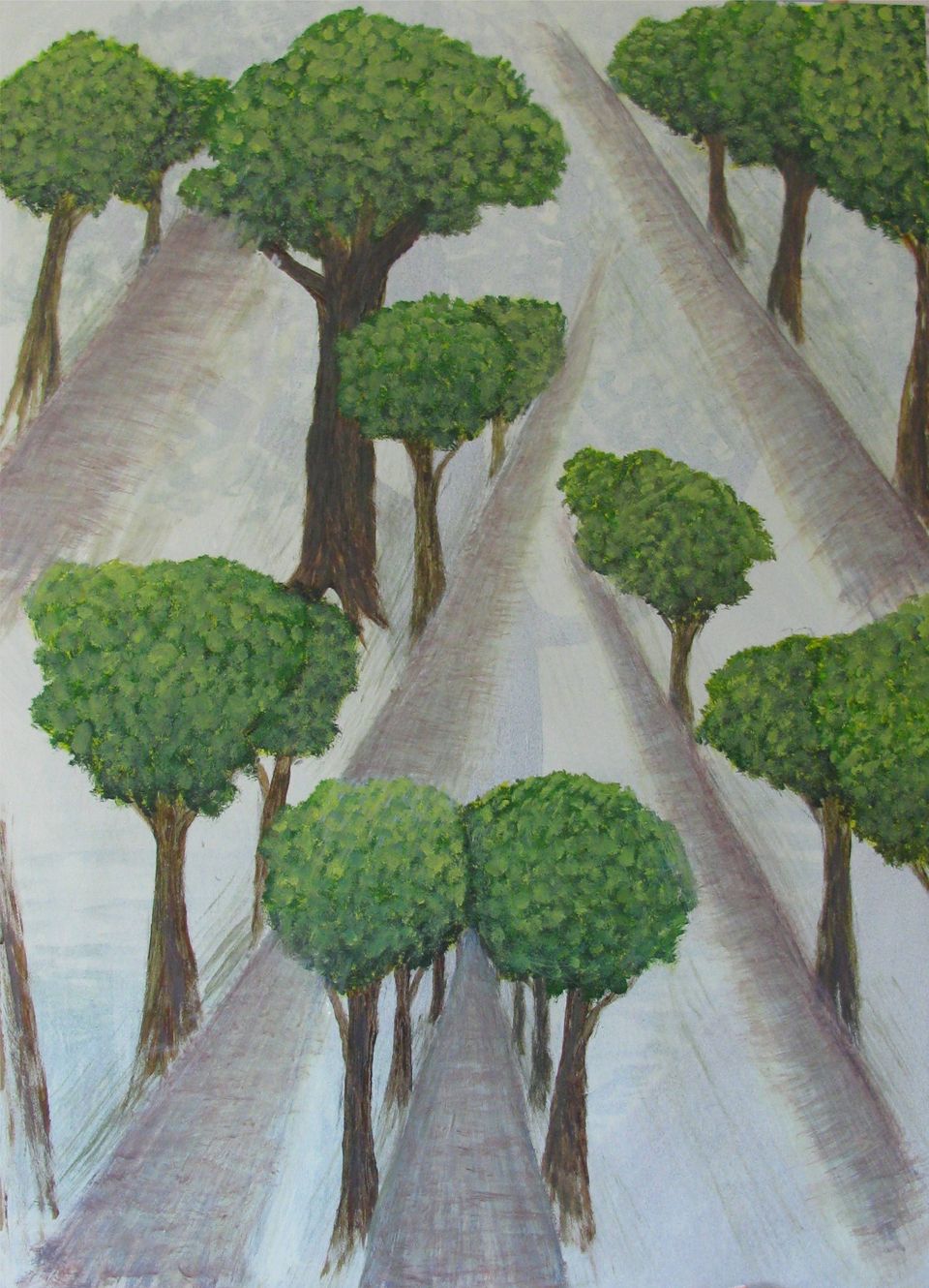 Impressie bomenlaan — schilderij van Eugènie Herlaar