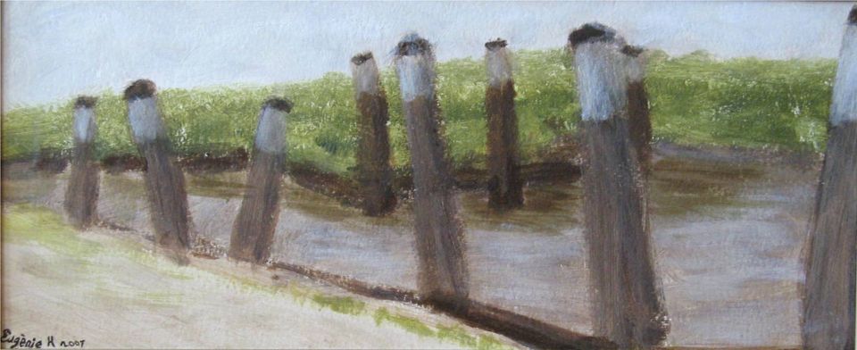 Meerpalen — schilderij van Eugènie Herlaar