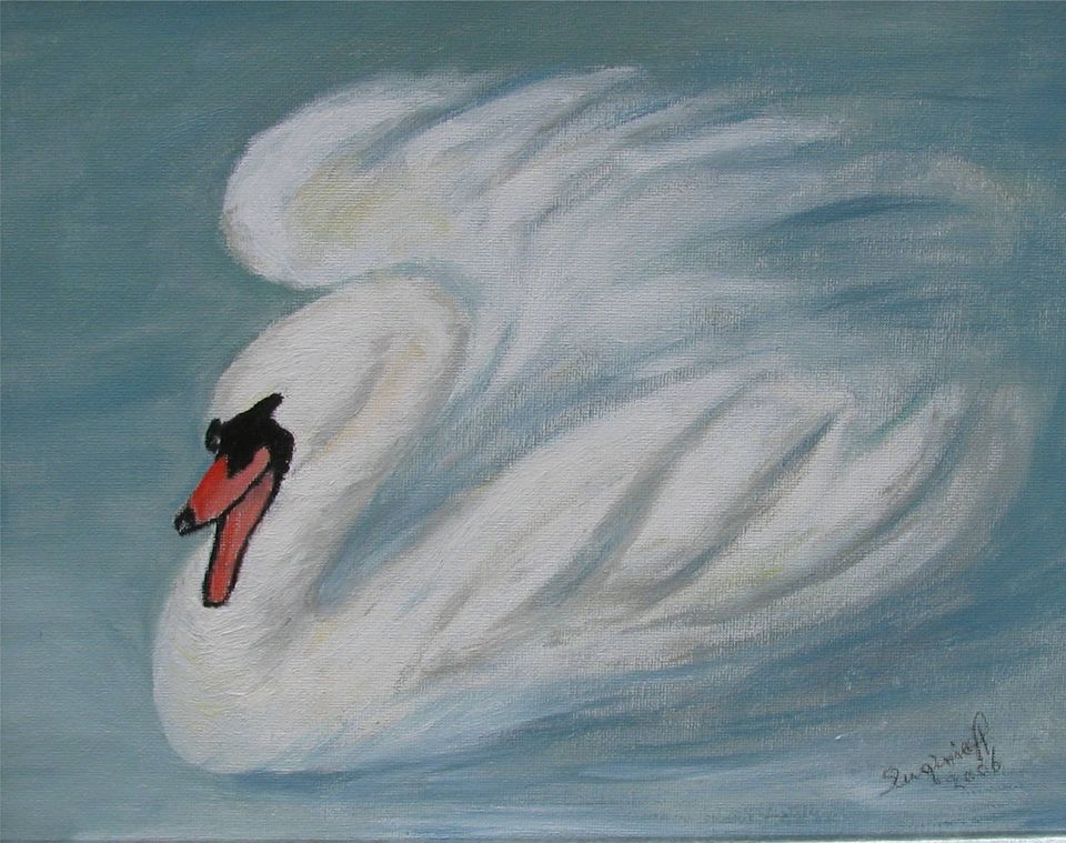 Zwaan — schilderij van Eugènie Herlaar