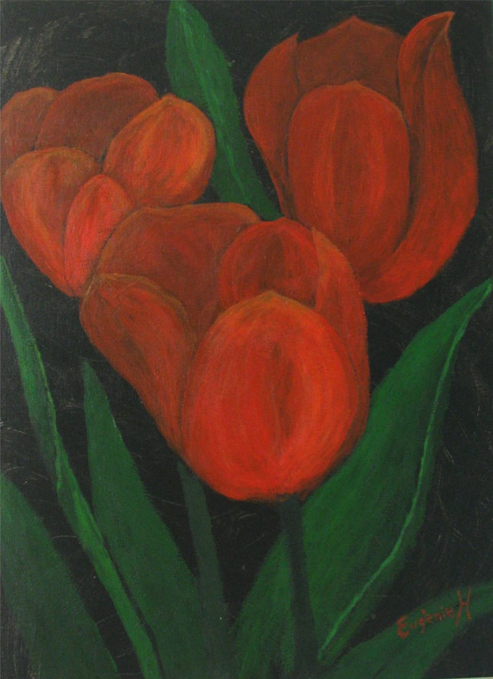 Rode tulpen — schilderij van Eugènie Herlaar