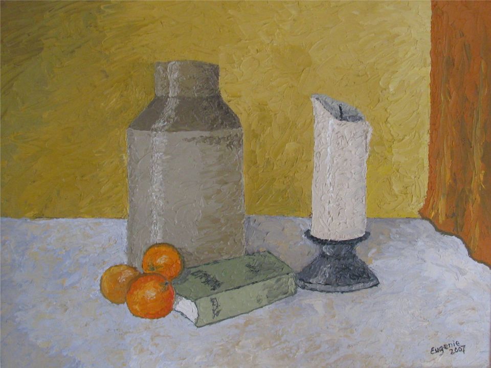 Stilleven met kaars — schilderij van Eugènie Herlaar