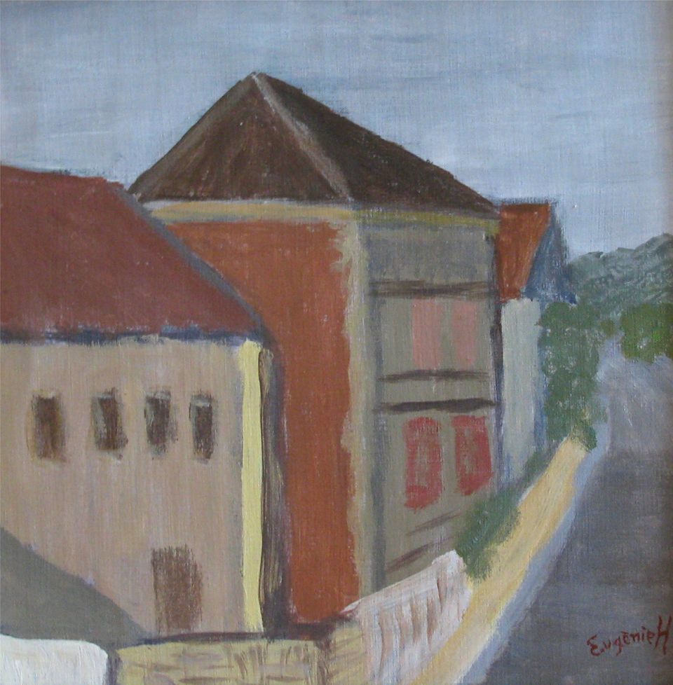 Straatje in Vétheuil — schilderij van Eugènie Herlaar