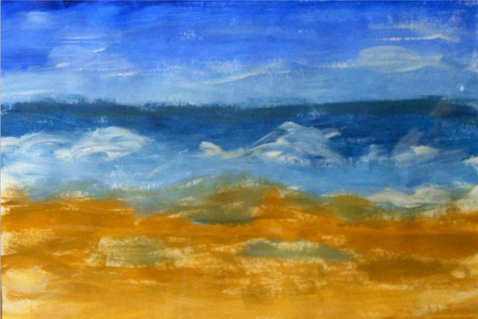 Zeestrand — schilderij van Eugènie Herlaar